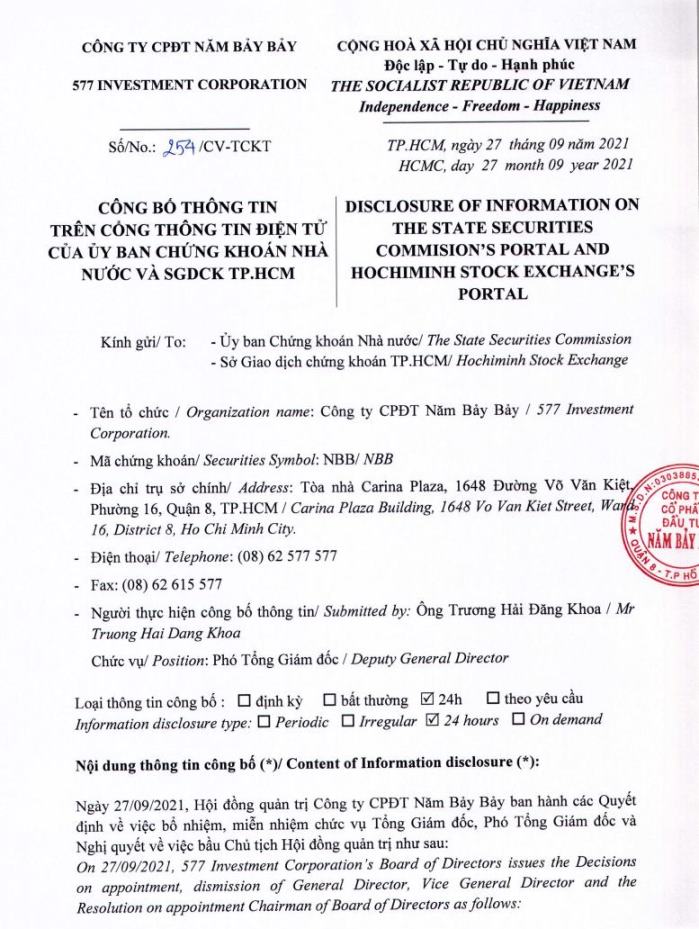 CBTT-Bầu Chủ tịch HĐQT, Miễn nhiệm, Bổ nhiệm chức danh Tổng Giám đốc